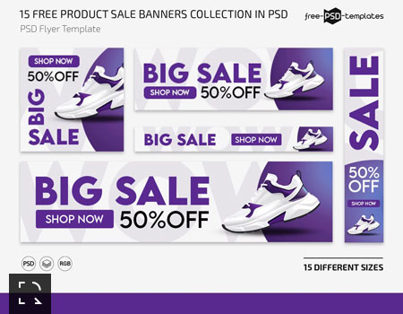 مجموعه بنر لایه باز فروش محصول - Product Sale Banners Collection in PSD